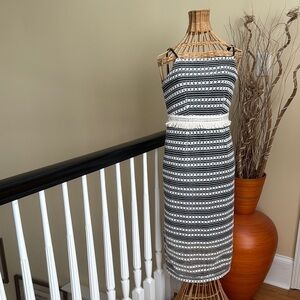 Rebellion Again NWT Elegant Black and White crotchet Striped Dress